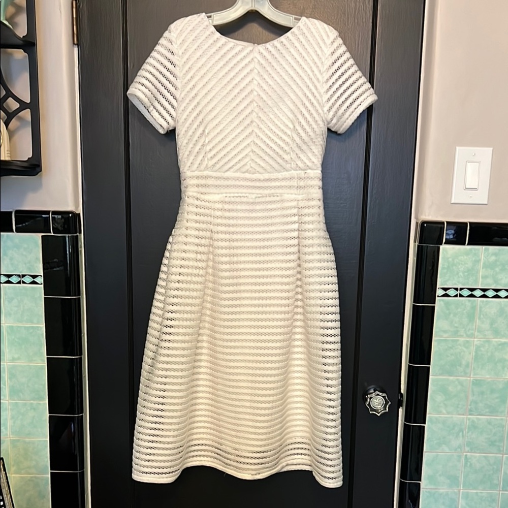 Boohoo White Ribbed A-Line Midi Dress Nice! NWT